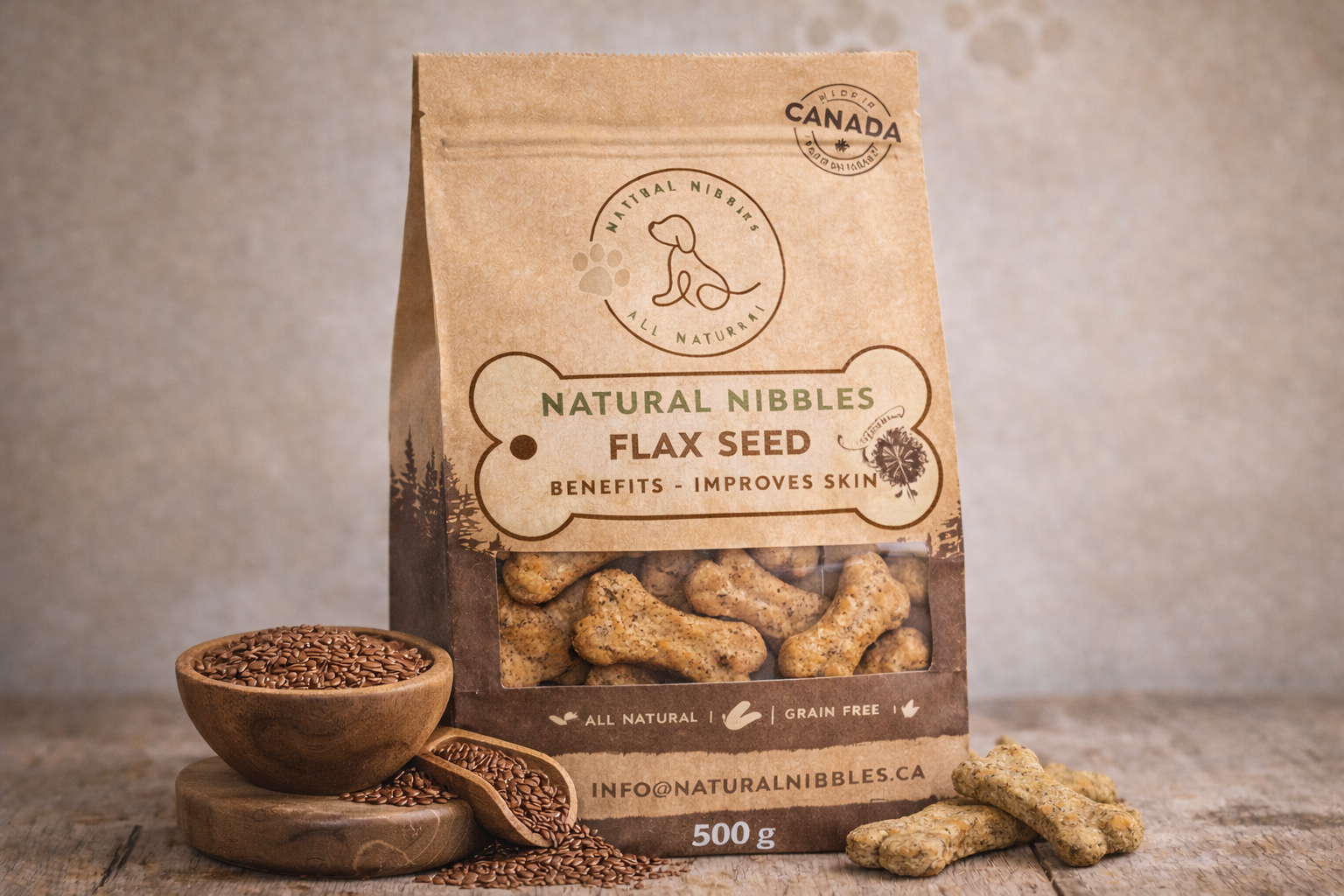 Natural Nibbles Flax Seed Dog Treats - Improves Skin