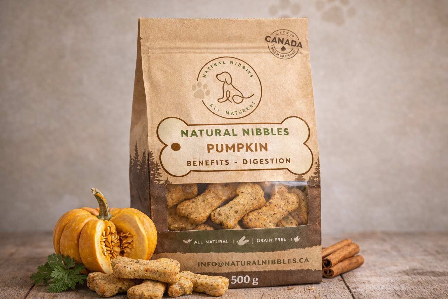 Natural Nibbles Pumpkin Dog Treats - Aids Digestion